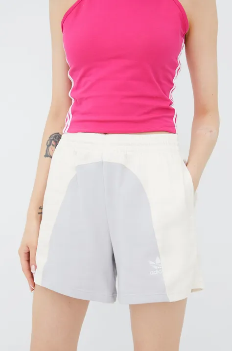Kratke hlače adidas Originals Adicolor za žene, boja: siva, s uzorkom, visoki struk, HC7038-WONWHI