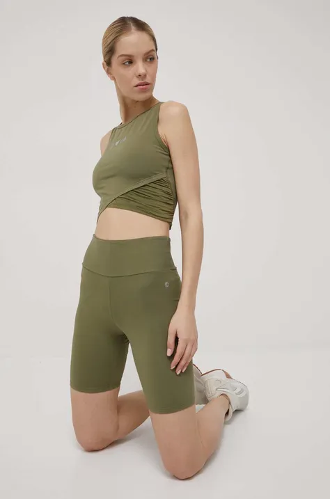 Kratke hlače Deha za žene, boja: zelena, glatki materijal, visoki struk