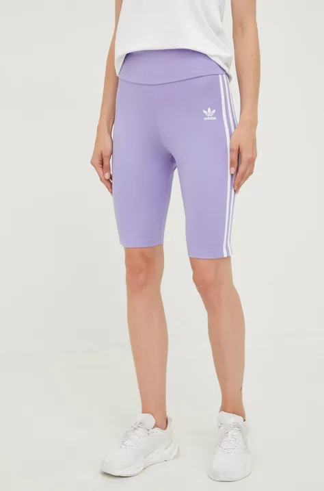 adidas Originals szorty damskie kolor fioletowy z aplikacją high waist HE0408-LPURPL