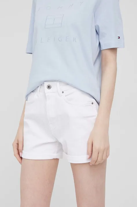 Джинсові шорти Pepe Jeans Mary Short жіночі колір білий однотонні висока посадка