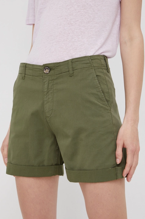 Pepe Jeans pantaloni scurti Junie femei, culoarea verde, neted, medium waist