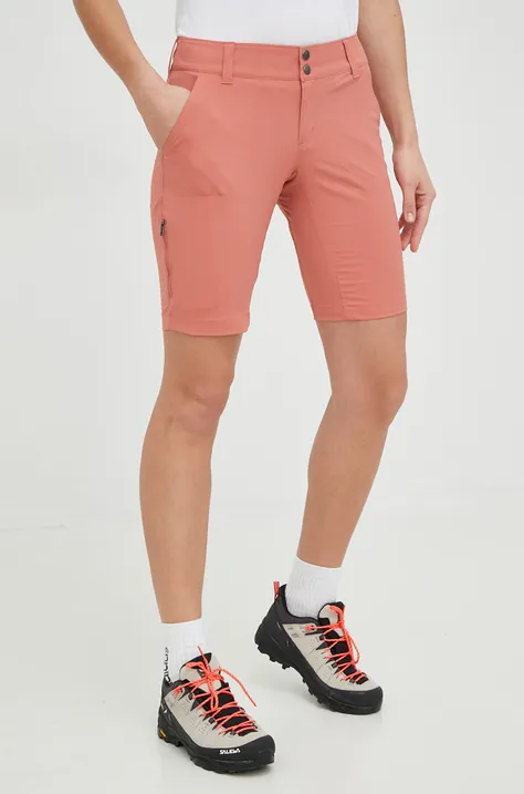 Columbia pantaloni scurți outdoor Saturday Trail femei, culoarea portocaliu, uni, medium waist 1579881