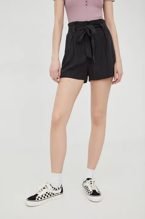 Kratke hlače Superdry za žene, boja: crna, glatki materijal, visoki struk