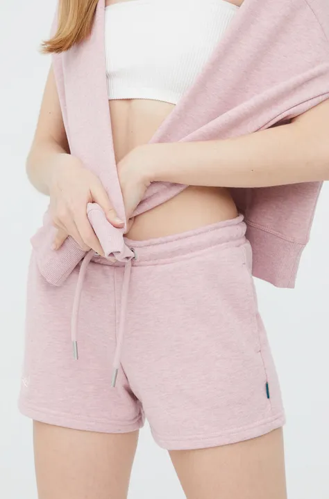 Kratke hlače Superdry za žene, boja: ružičasta, s aplikacijom, visoki struk