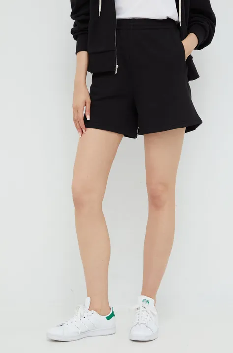 Kratke hlače GAP za žene, boja: crna, glatki materijal, visoki struk