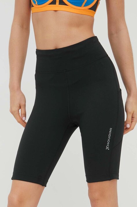 Houdini pantaloni scurti sport Adventure femei, culoarea negru, neted, high waist