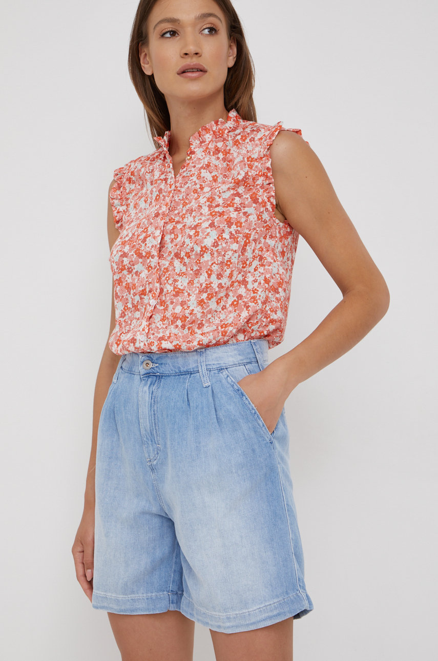 Mustang szorty jeansowe Pleated Shorts damskie gładkie high waist