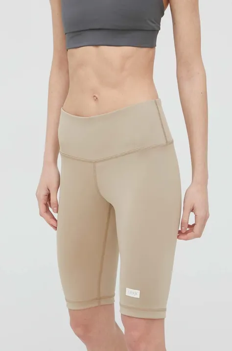 Kratke hlače Arkk Copenhagen za žene, boja: bež, glatki materijal, srednje visoki struk