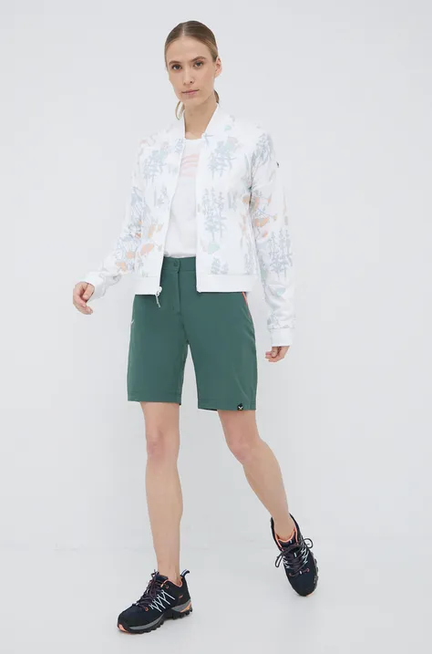 Kratke outdoor hlače Salewa Talvena za žene, boja: zelena, glatki materijal, srednje visoki struk