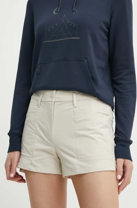 Salewa pantaloni scurți outdoor Puez culoarea bej, neted, medium waist, 00-0000028315