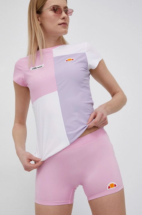 Ellesse szorty damskie kolor różowy gładkie medium waist