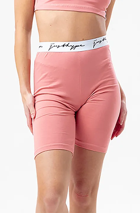 Kratke hlače Hype za žene, boja: ružičasta, s tiskom, visoki struk