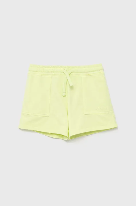 Dječje pamučne kratke hlače Guess boja: žuta, glatke, podesiv struk