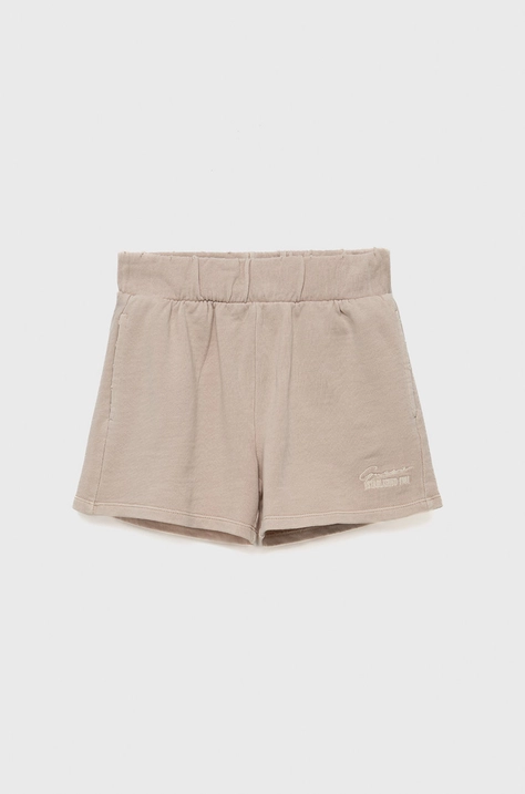 Guess pantaloni scurți din bumbac pentru copii culoarea bej, neted, talie reglabila