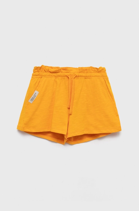 United Colors of Benetton pantaloni scurți din bumbac pentru copii culoarea portocaliu, neted