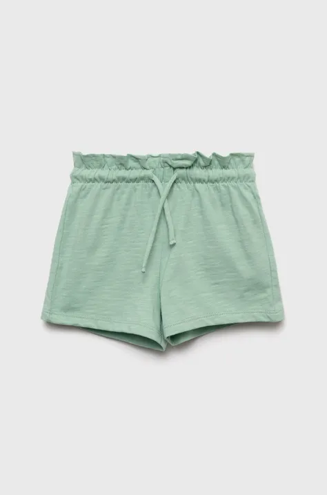 United Colors of Benetton pantaloni scurți din bumbac pentru copii culoarea verde, neted