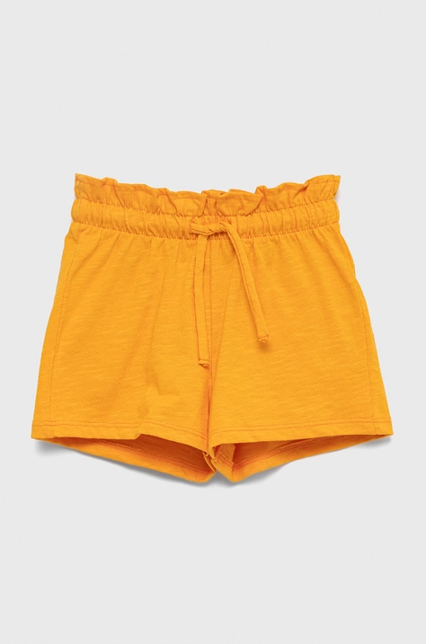 United Colors of Benetton pantaloni scurți din bumbac pentru copii culoarea portocaliu, neted