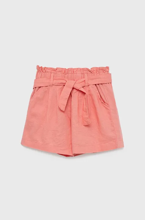 Dječje lanene kratke hlače United Colors of Benetton boja: ružičasta, glatki materijal