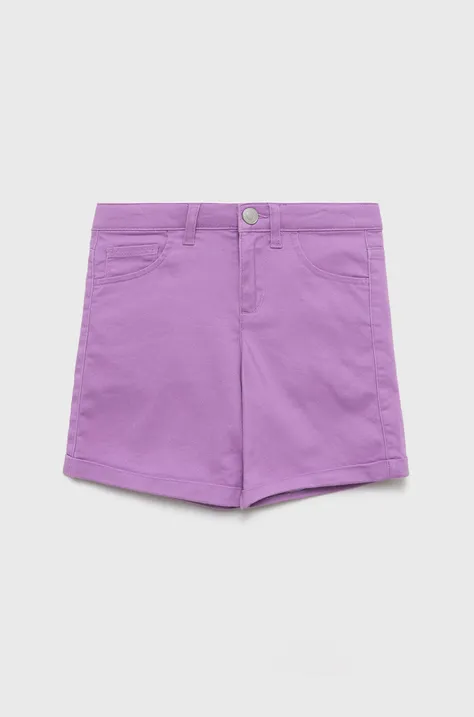 Detské krátke nohavice United Colors of Benetton fialová farba, jednofarebné,