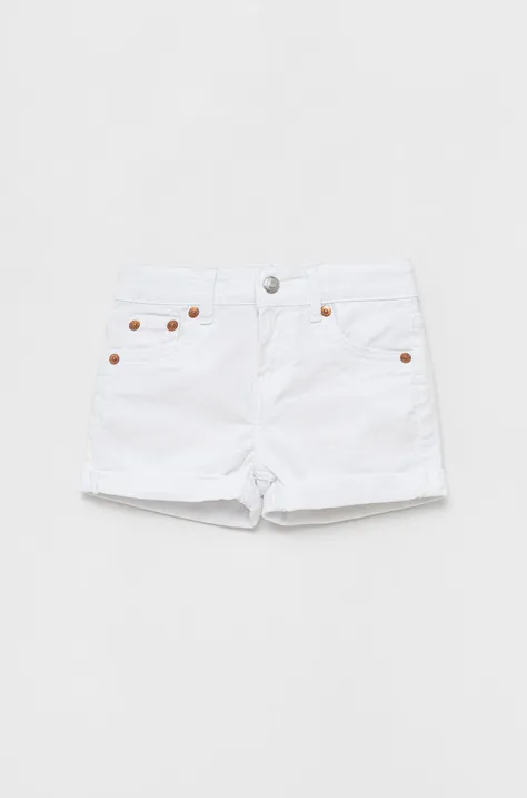 Levi's szorty jeansowe dziecięce kolor biały gładkie