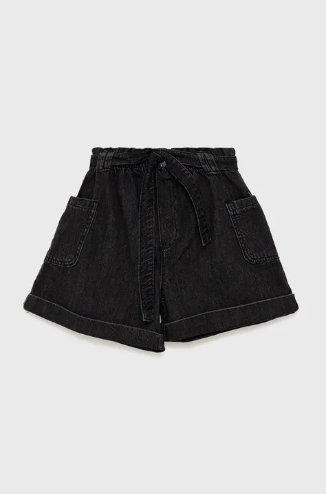 Детски дънков къс панталон Birba&Trybeyond в черно с изчистен дизайн