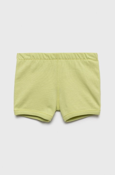 United Colors of Benetton pantaloni scurți din bumbac pentru copii culoarea verde, neted