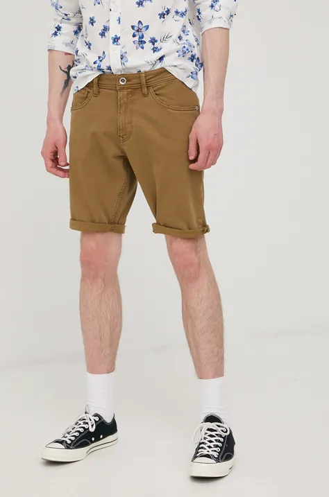 Rifľové krátke nohavice Tom Tailor pánske, zelená farba,