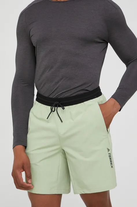 Pohodne kratke hlače adidas TERREX Liteflex moške, zelena barva
