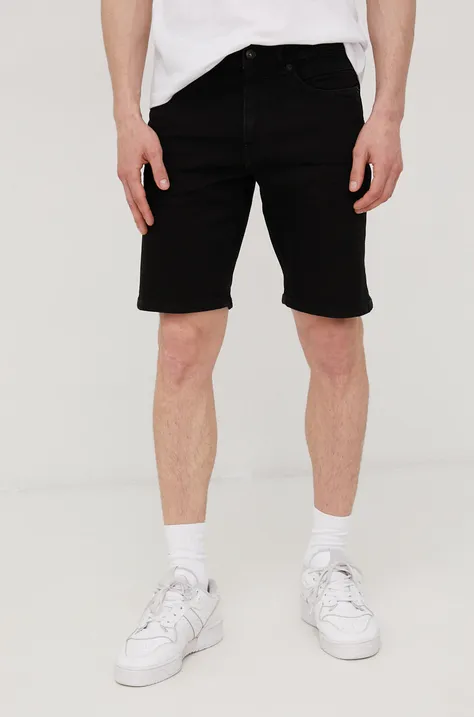 Kratke hlače iz jeansa Solid moško, črna barva