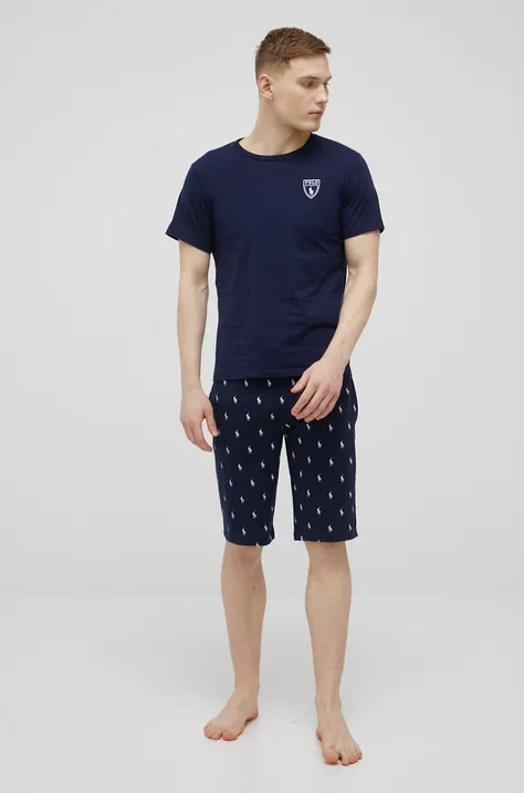 Παιδικές βαμβακερές πιτζάμες Polo Ralph Lauren χρώμα: ναυτικό μπλε