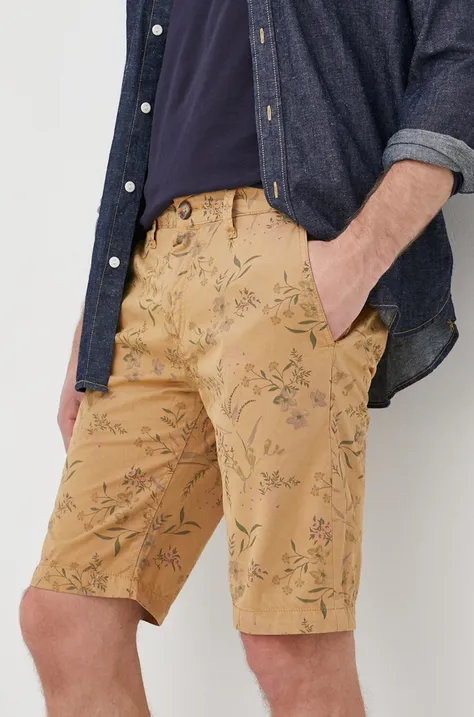 Βαμβακερό σορτσάκι Pepe Jeans Mc Queen Short Garden χρώμα: μπεζ