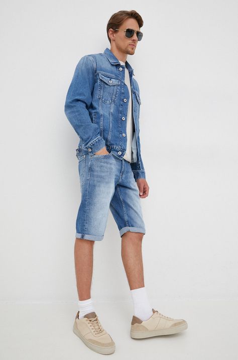 Rifľové krátke nohavice Pepe Jeans Cash Short