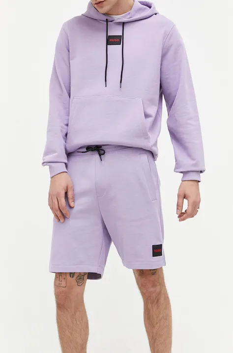 Bombažne kratke hlače HUGO vijolična barva