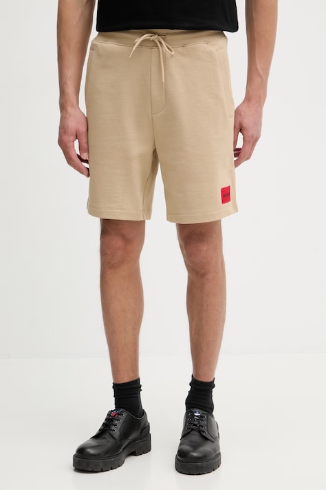 HUGO férfi pamut melegítő Diz222 bézs normál derék 50466196