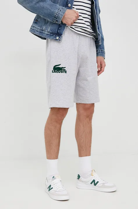 Lacoste pantaloni scurti barbati, culoarea gri, melanj