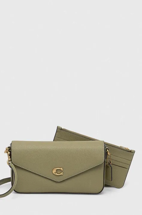Кожаная сумочка Coach цвет зелёный