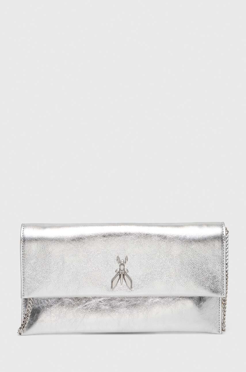 Kožené psaníčko Patrizia Pepe stříbrná barva, CB5460 L041