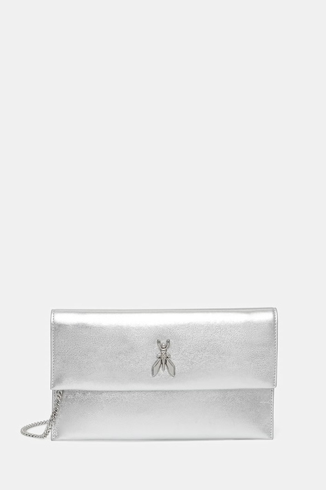 Patrizia Pepe kopertówka damska skórzana srebrna CB5460 L041
