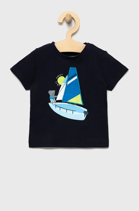 Дитяча бавовняна футболка Mayoral колір синій з принтом
