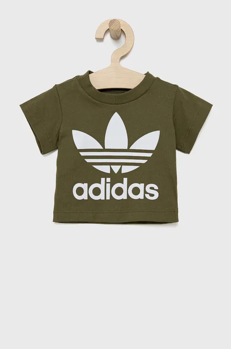 adidas Originals t-shirt bawełniany dziecięcy HE2191 kolor zielony z nadrukiem