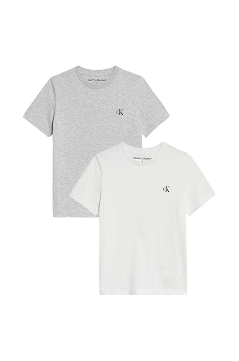 Calvin Klein Jeans T-shirt bawełniany dziecięcy (2-pack) IB0IB01093.PPYY kolor szary gładki