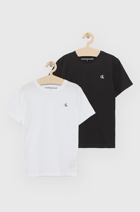 Дитяча бавовняна футболка Calvin Klein Jeans колір чорний однотонна