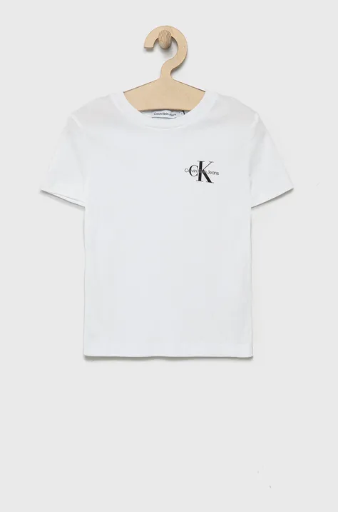Calvin Klein Jeans t-shirt bawełniany dziecięcy IB0IB01231.PPYY kolor biały z nadrukiem