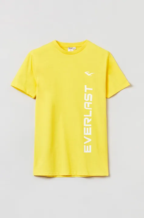 OVS t-shirt bawełniany dziecięcy kolor żółty z nadrukiem