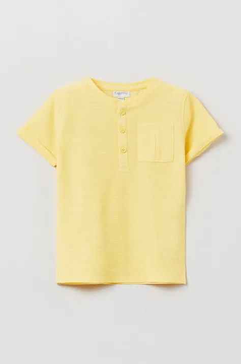 OVS t-shirt bawełniany dziecięcy kolor żółty gładki