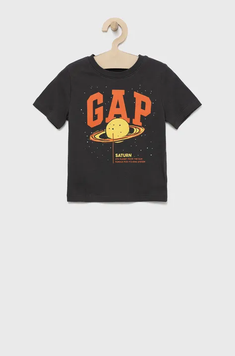 Παιδικό βαμβακερό μπλουζάκι GAP χρώμα: μαύρο