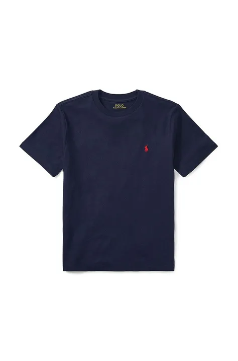 Дитяча бавовняна футболка Polo Ralph Lauren колір синій гладкий