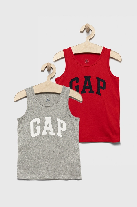 Детска памучна тениска GAP (2-pack) меланж на