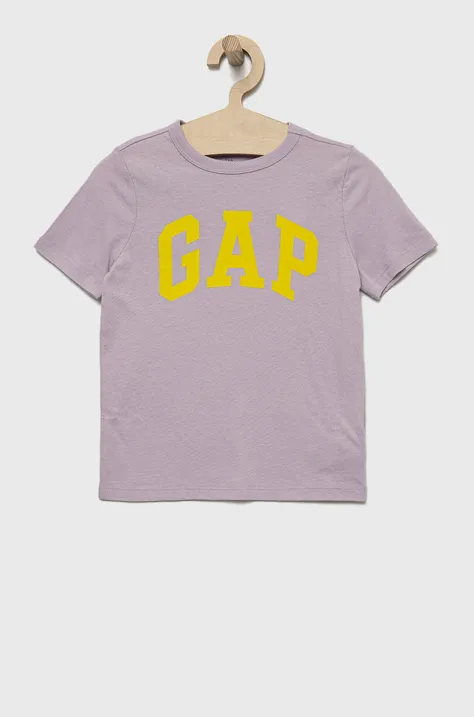 GAP t-shirt bawełniany dziecięcy kolor fioletowy z nadrukiem