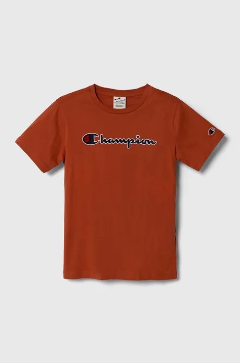 Champion t-shirt bawełniany dziecięcy kolor pomarańczowy gładki